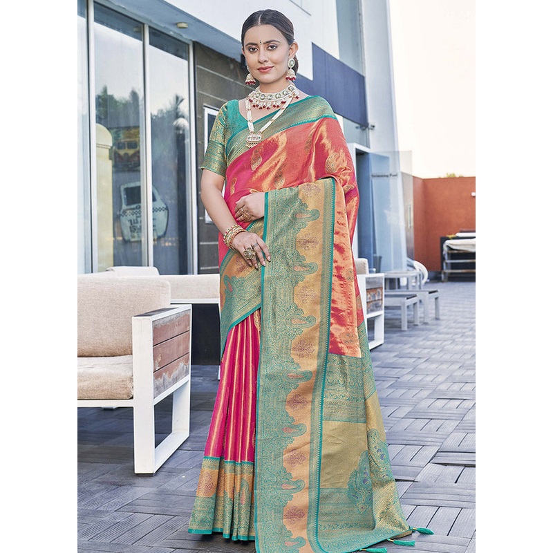 Pink Silk Saree With Blouse Piece - JD986583784