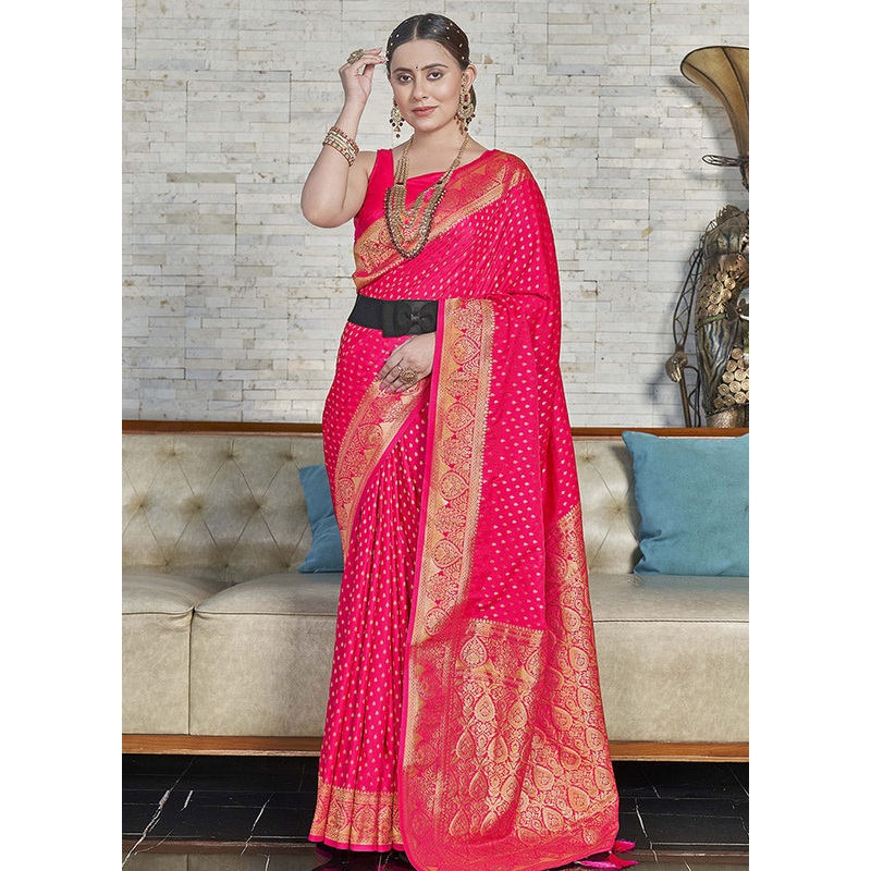 Pink Silk Saree With Blouse Piece - JD986583785