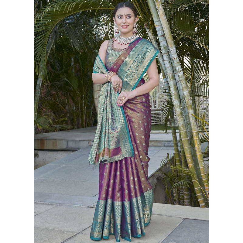 Purple Dupion Silk Saree With Blouse Piece - JD986583778