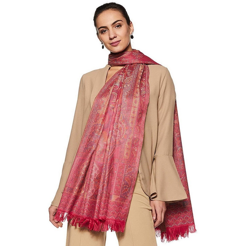 Red Zari Woven Ethnic Dupatta - JD986583853