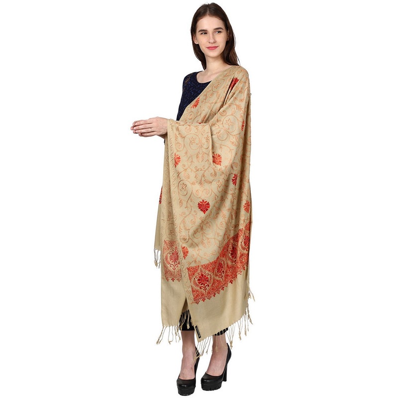 Red Zari Woven Ethnic Dupatta - JD986583877