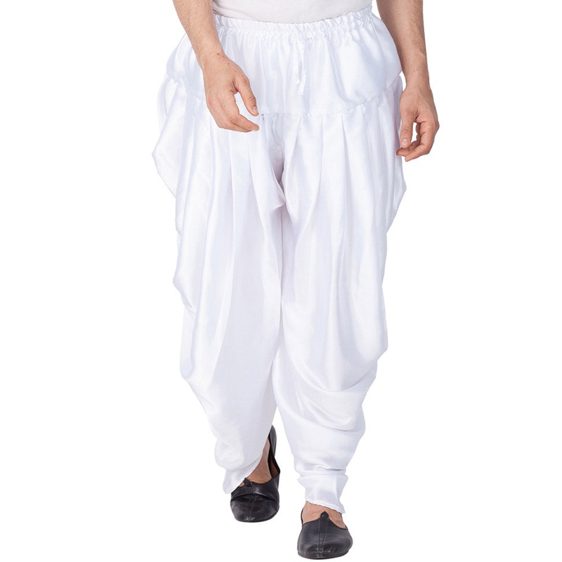 White Cotton Solid Dhoti - JD986583981