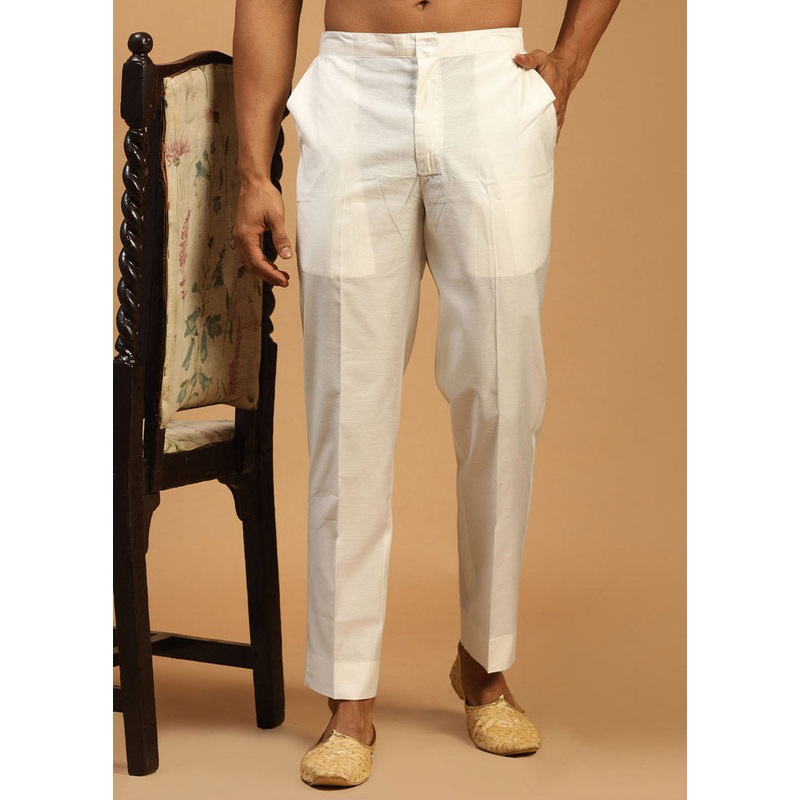 White Viscose Solid Pajama - JD986583973