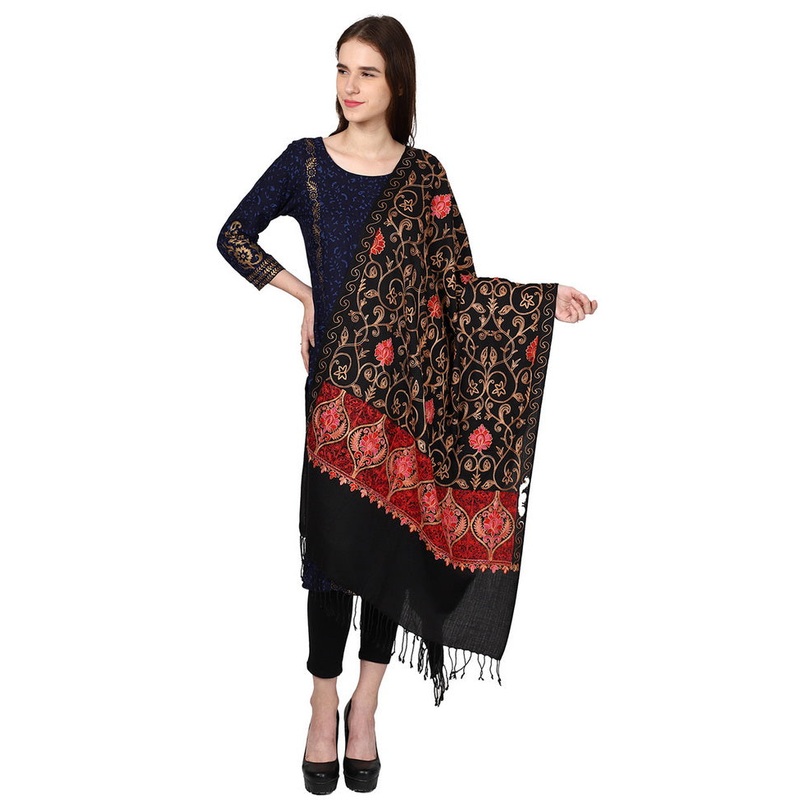 Wine Zari Woven Ethnic Dupatta - JD986583878