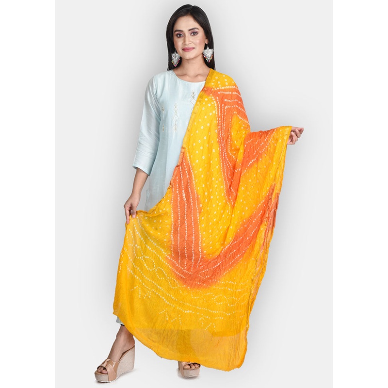 Yellow Blended Silk Embroidered Dupatta - JD986583844