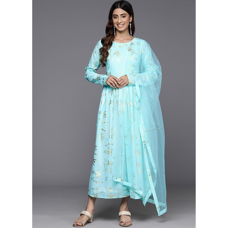 2 Pc Sea Green Readymade Cotton Kurti Set - JD986583669