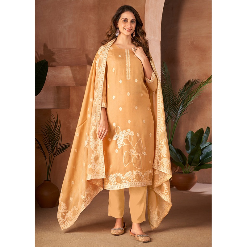 3 Pc Yellow Readymade Viscose Suit Set - JD986583734