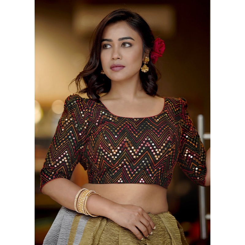 Black Silk Designer Blouse - JD986583723
