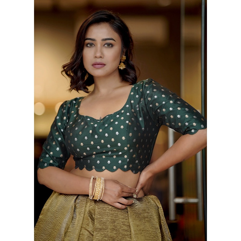 Green Brocade  Designer Blouse - JD986583679