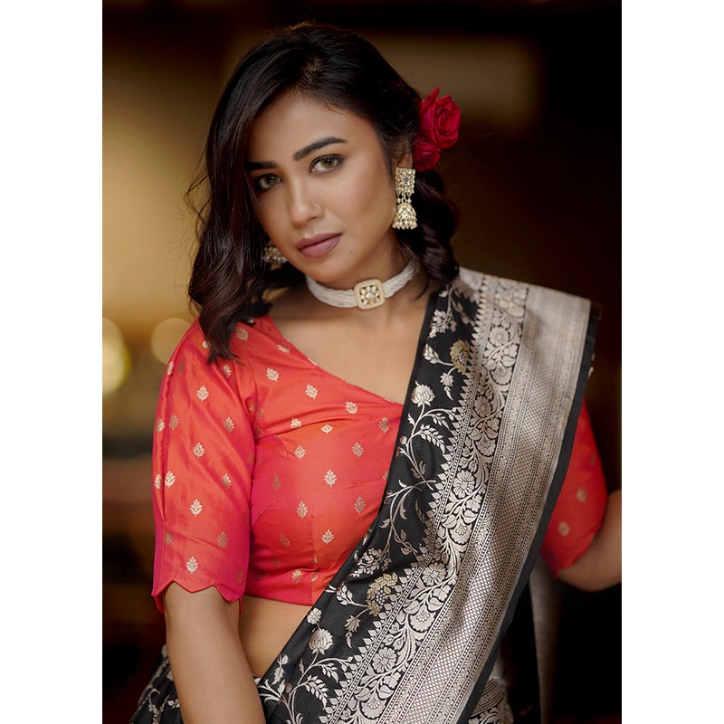 Peach Brocade  Designer Blouse - JD986583690