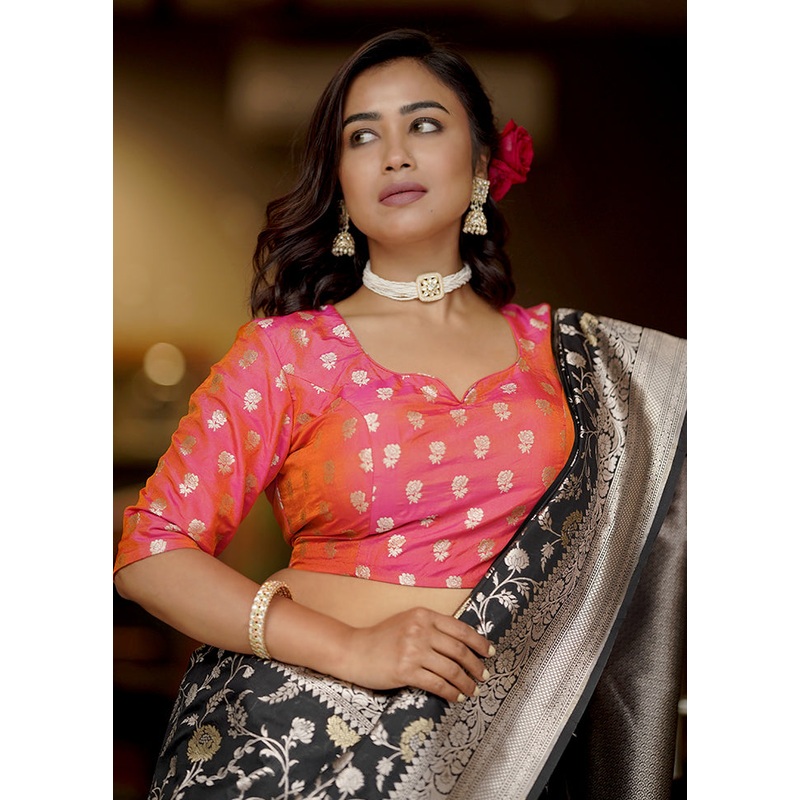 Peach Brocade  Designer Blouse - JD986583692