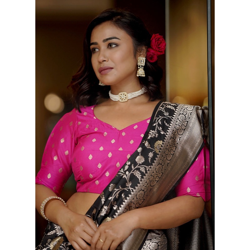 Pink Brocade  Designer Blouse - JD986583688
