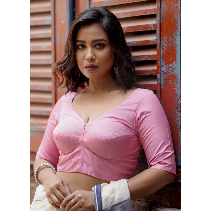 Pink Silk Designer Blouse - JD986583684
