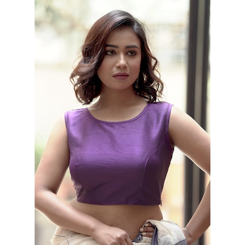 Purple Dupion Silk Designer Blouse - JD986583714