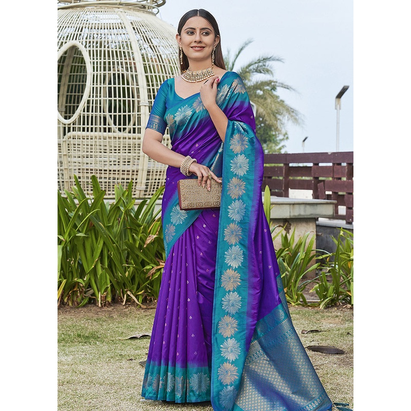 Purple Silk Saree With Blouse Piece - JD986583772