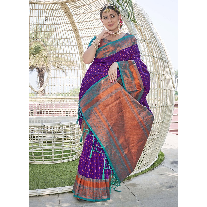 Purple Silk Saree With Blouse Piece - JD986583773