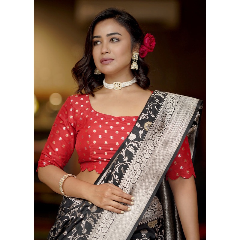Red Brocade  Designer Blouse - JD986583683
