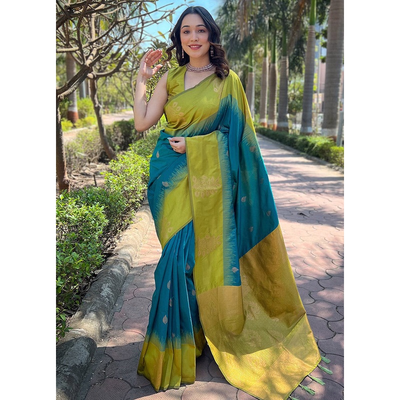 Sea Green Dupion Silk Saree With Blouse Piece - JD986583765