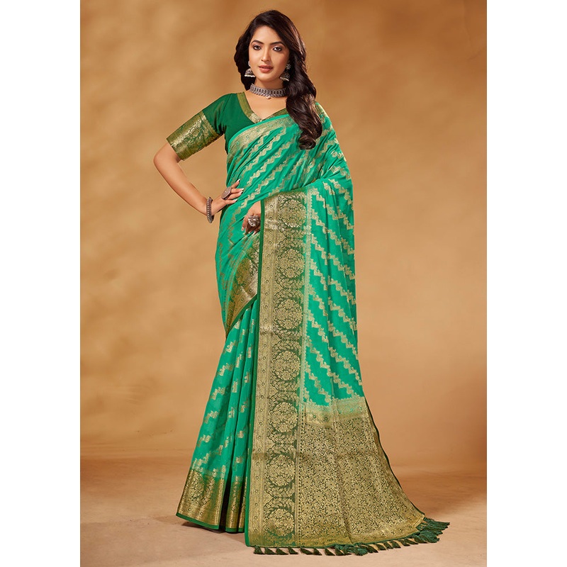 Sea Green Georgette Saree With Blouse Piece - JD986583595