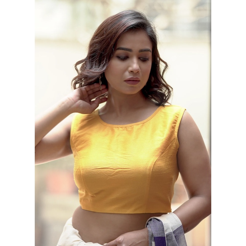 Yellow Dupion Silk Designer Blouse - JD986583706