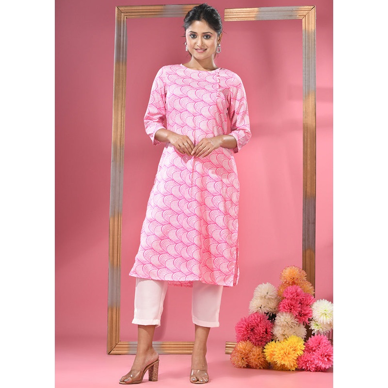 2 Pc Pink Readymade Cotton Kurti Set - JD986583431
