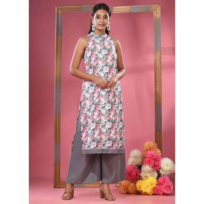 2 Pc White Readymade Georgette Kurti Set - JD986583422