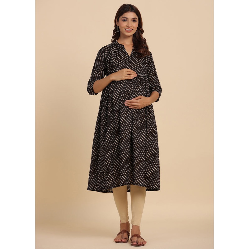 Black Pure Readymade Cotton Maternity Kurti - JD986583496