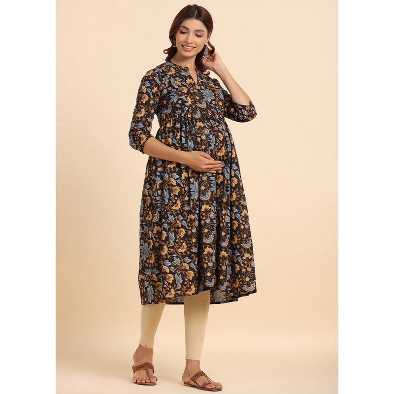 Black Pure Readymade Cotton Maternity Kurti - JD986583497