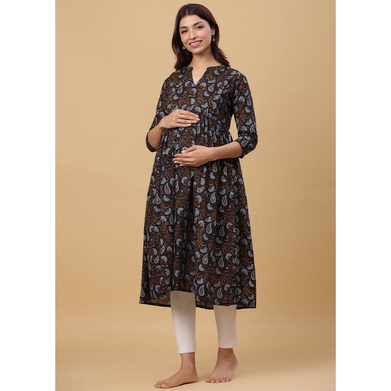 Black Pure Readymade Cotton Maternity Kurti - JD986583499