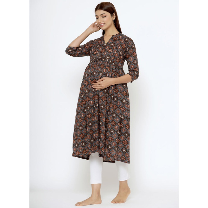 Black Pure Readymade Cotton Maternity Kurti - JD986583500
