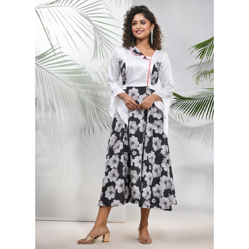 Black Readymade Silk Indian Dress - JD986583394