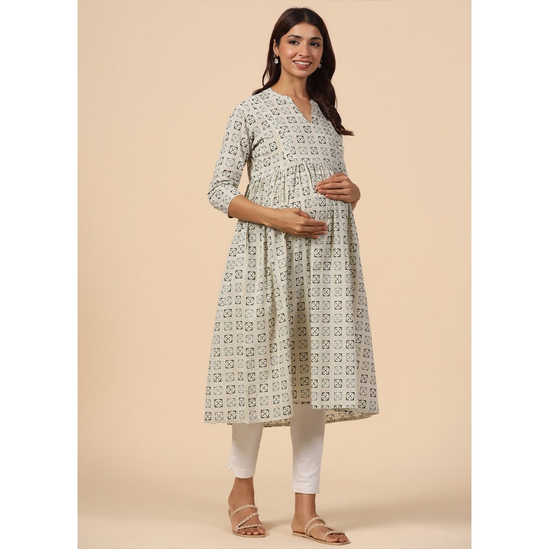 Blue Pure Readymade Cotton Maternity Kurti - JD986583490