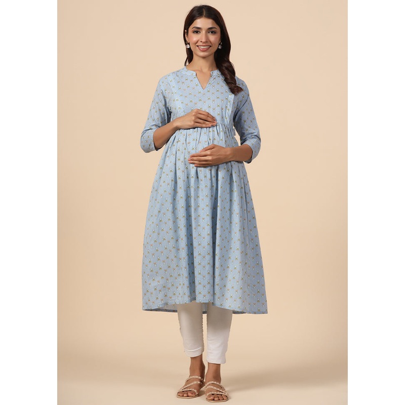 Brown Pure Readymade Cotton Maternity Kurti - JD986583488