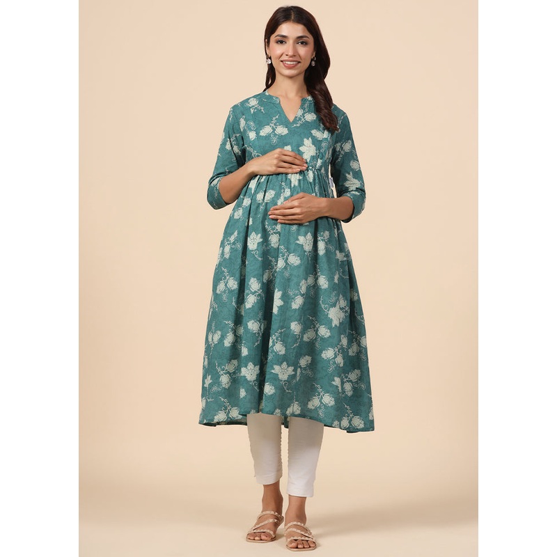 Green Pure Readymade Cotton Maternity Kurti - JD986583482