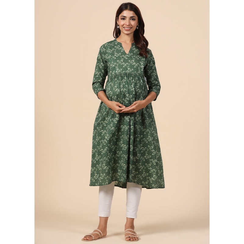 Green Pure Readymade Cotton Maternity Kurti - JD986583483
