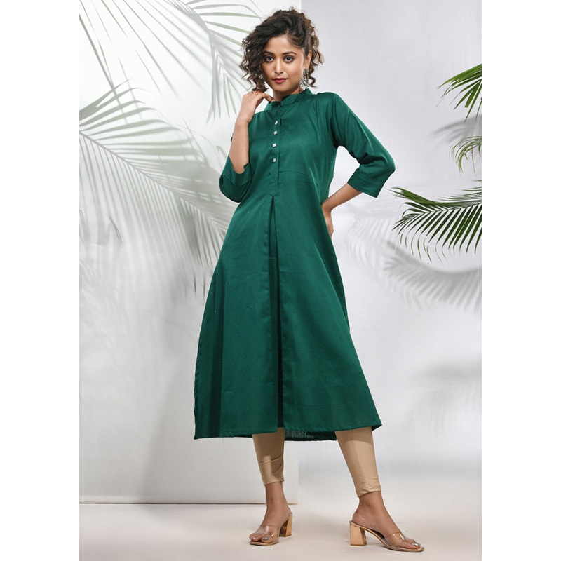 Green Readymade Cotton Kurti - JD986583388