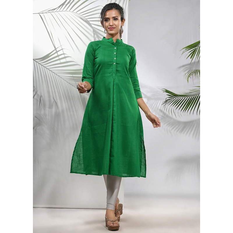 Green Readymade Cotton Kurti - JD986583389