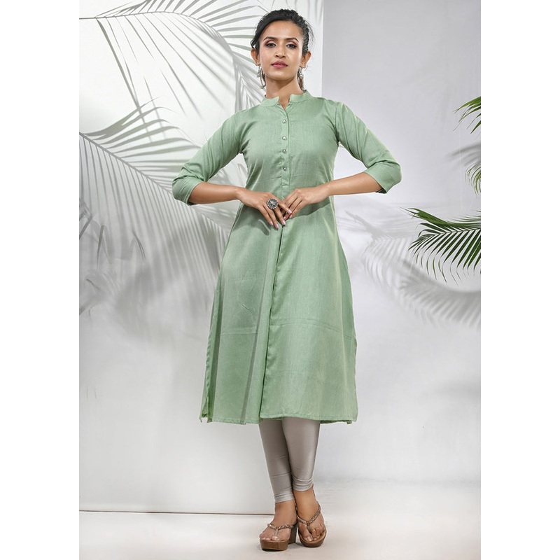 Green Readymade Cotton Kurti - JD986583390