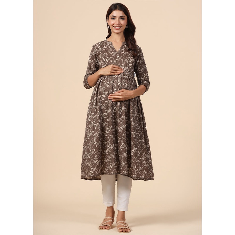 Grey Pure Readymade Cotton Maternity Kurti - JD986583479