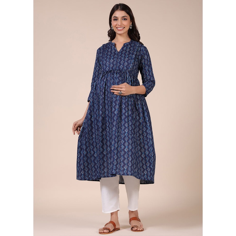 Indigo Pure Readymade Cotton Maternity Kurti - JD986583476