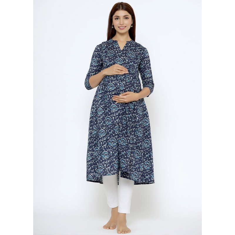 Indigo Pure Readymade Cotton Maternity Kurti - JD986583478