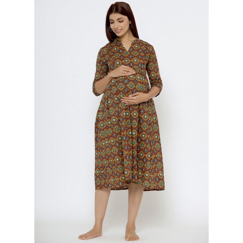 Maroon Pure Readymade Cotton Maternity Kurti - JD986583472