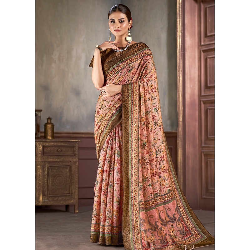 Multicolor Dupion Silk Saree With Blouse Piece - JD986583516