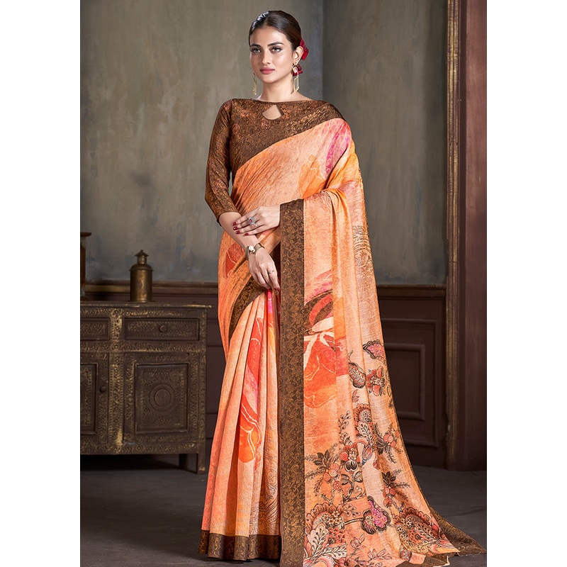 Multicolor Dupion Silk Saree With Blouse Piece - JD986583517