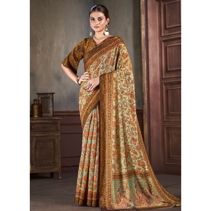 Multicolor Dupion Silk Saree With Blouse Piece - JD986583520