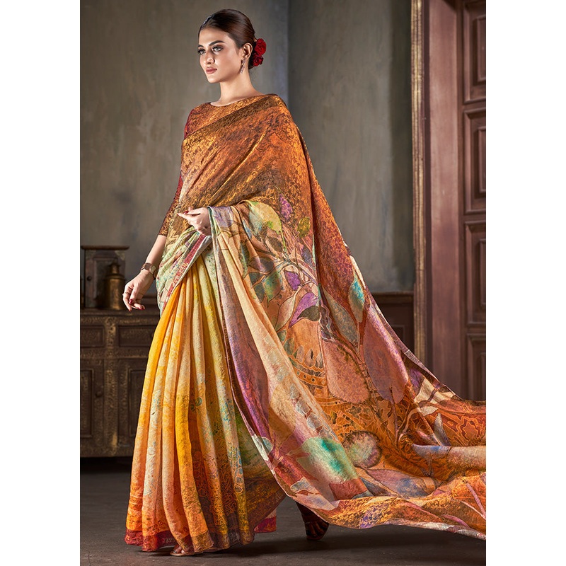 Multicolor Dupion Silk Saree With Blouse Piece - JD986583521