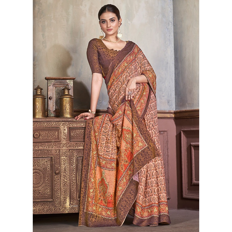 Multicolor Dupion Silk Saree With Blouse Piece - JD986583524