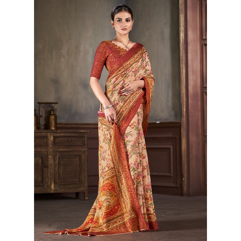 Multicolor Dupion Silk Saree With Blouse Piece - JD986583526