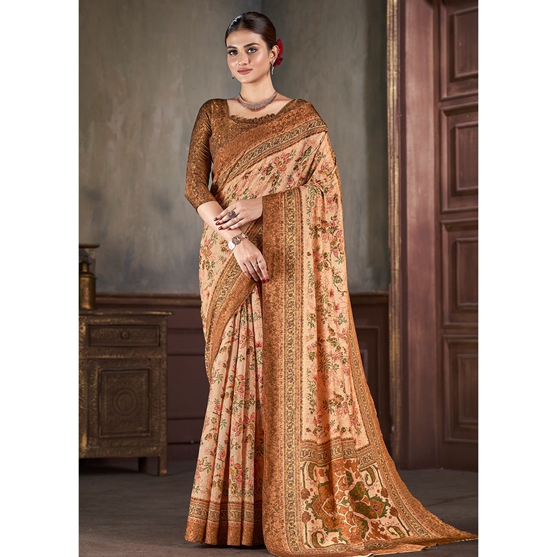 Multicolor Dupion Silk Saree With Blouse Piece - JD986583527