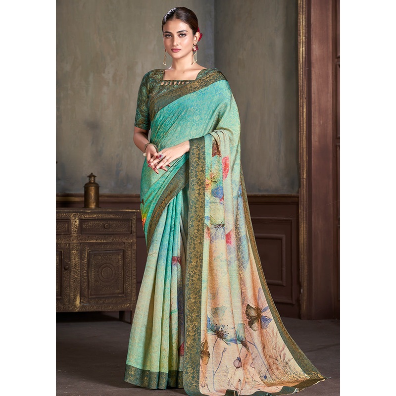 Multicolor Dupion Silk Saree With Blouse Piece - JD986583528